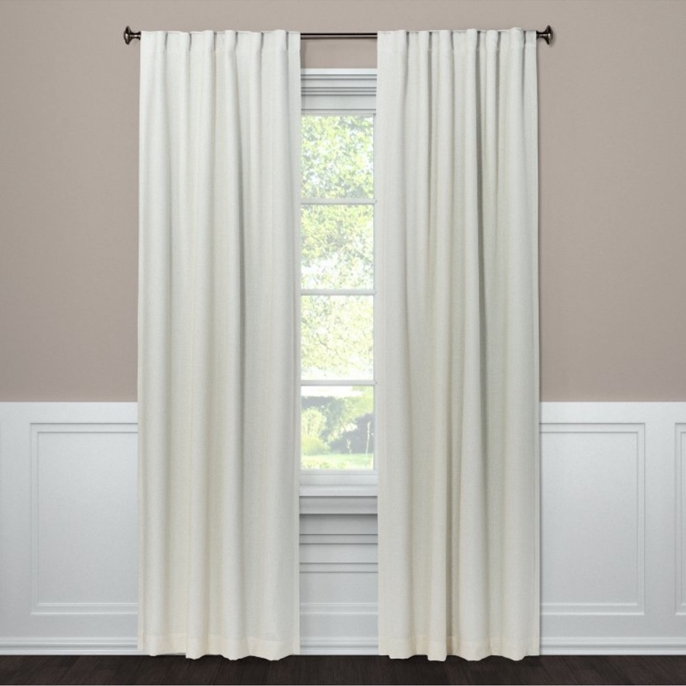 THRESHOLD Aruba Linen Blackout Curtain Panel BROWN set of 2 New no tags .